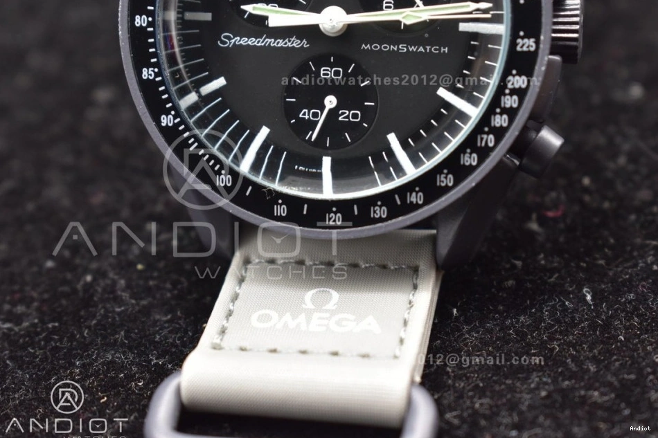 on Nylon Bioceramic Strap Moonwatch Swatch Mission x Omega Quartz Mercury to 1125